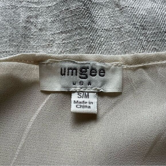 Umgee Tan Cream Boho Raw Edge Trim Mixed Fabric Duster Size Small/Medium - Picture 3 of 6